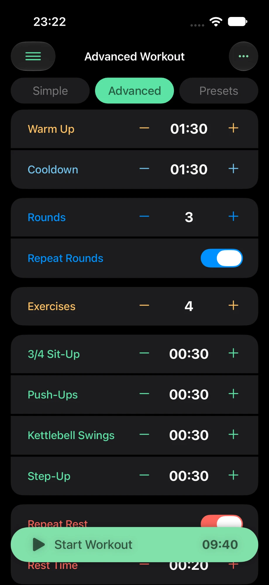 The Advanced workout builder