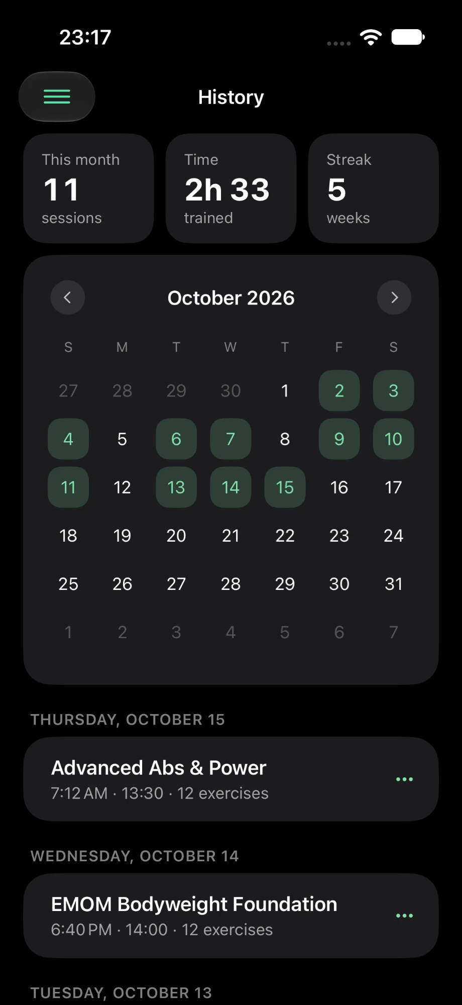 History calendar